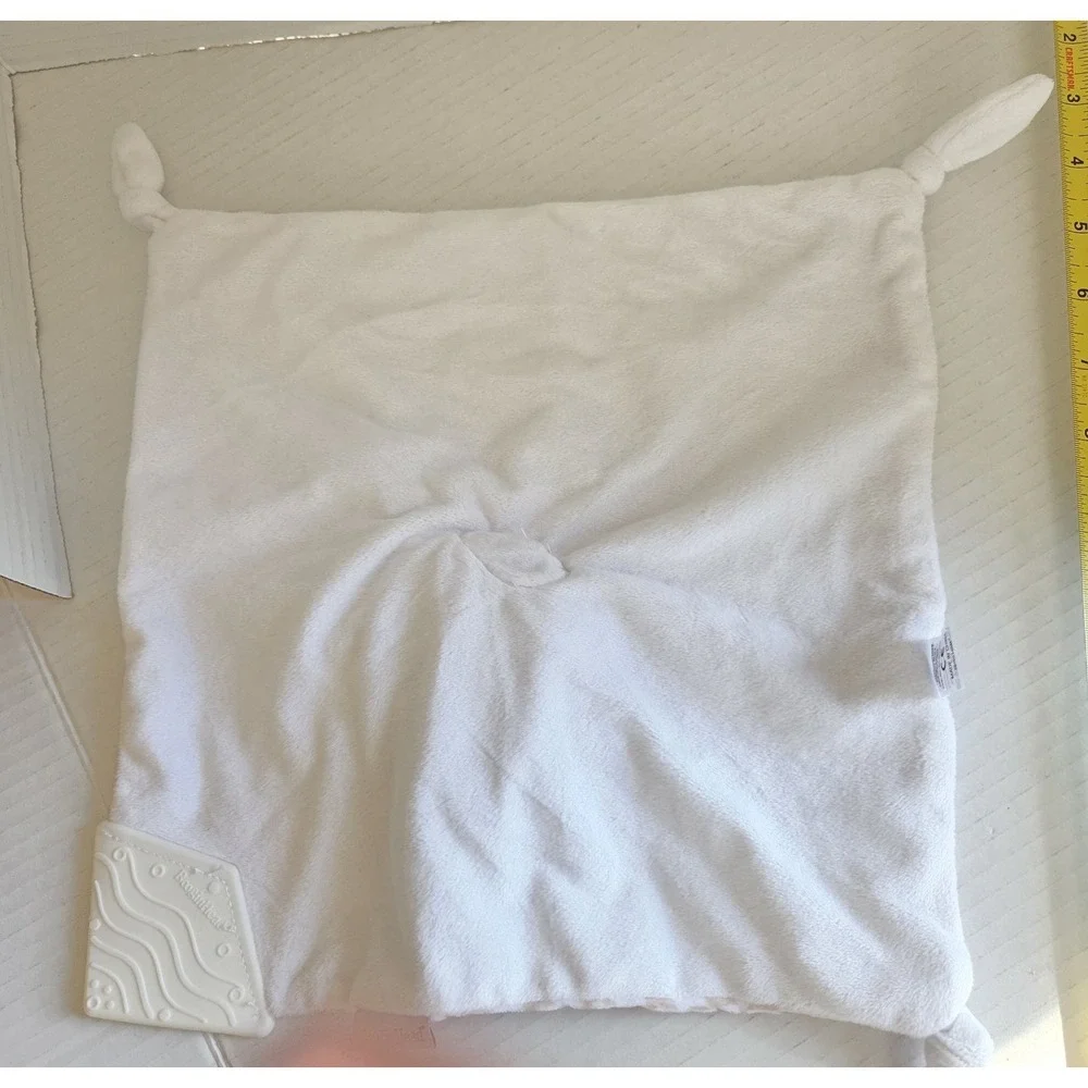 BooginHead Puppy Dog White Tan Baby Lovey Security Blanket Teether Embroidered